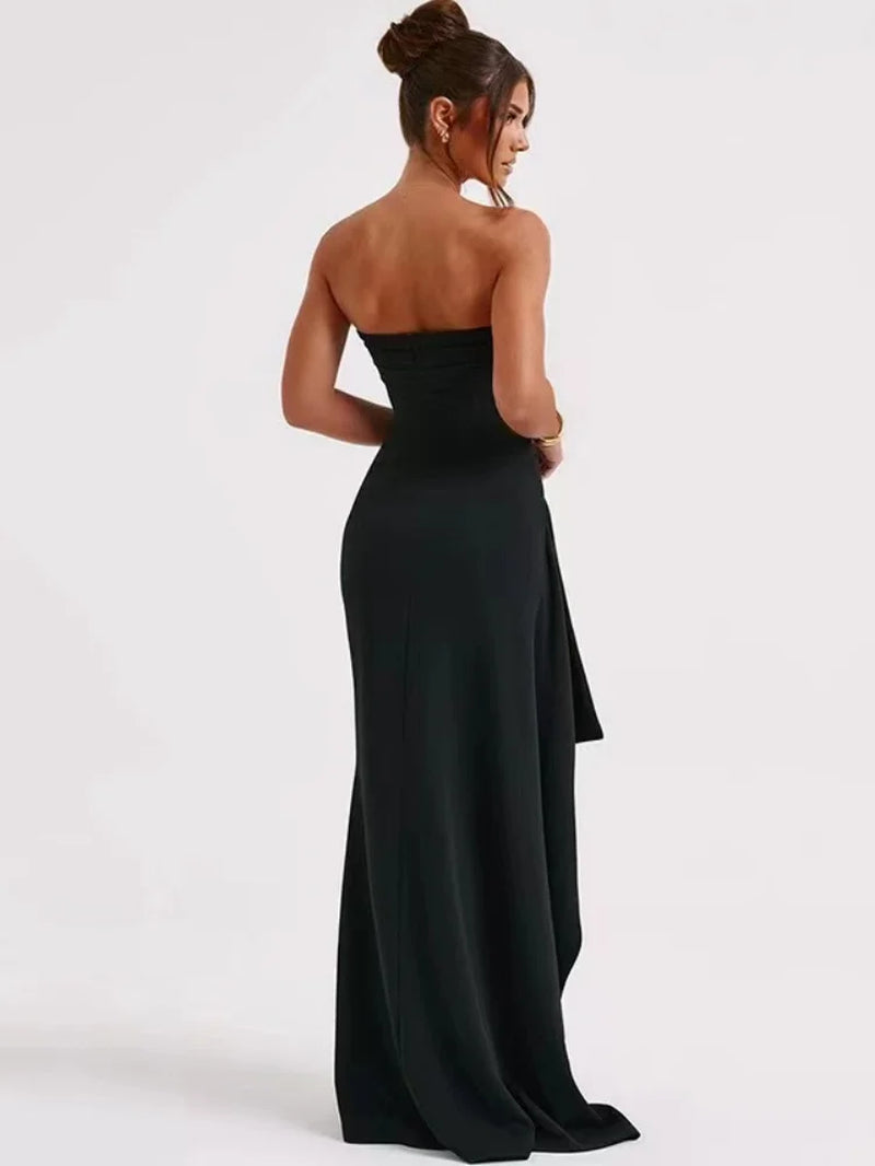 Elegant Backless Sleeveless Long Dress – Sexy Black Summer Evening Wear for Women